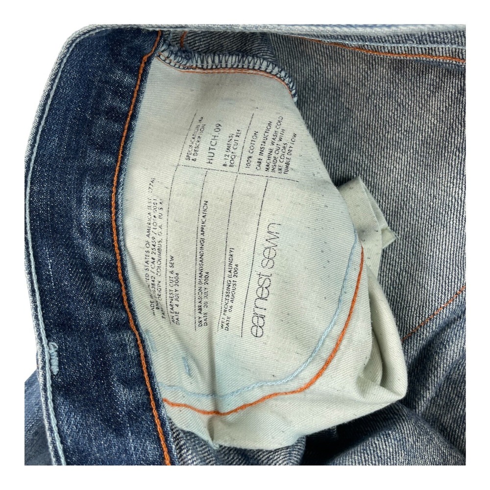 Earnest Sewn Hutch Bootcut Mens Jeans Mid Wash Distressed Blue 29x32 - Picture 3 of 5